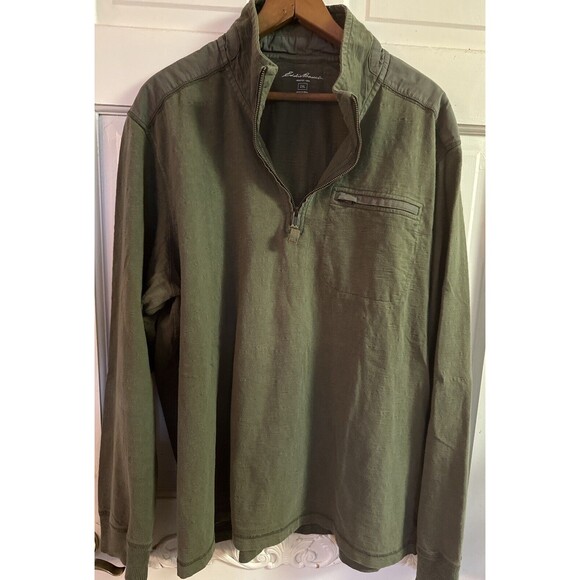 Eddie Bauer Cloud Quarter Zip Fleece. Mens XXL. Pullover Long Sleeve. Green. - Picture 1 of 4